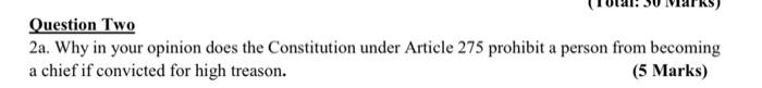 Question Two 2a. Why in your opinion does the