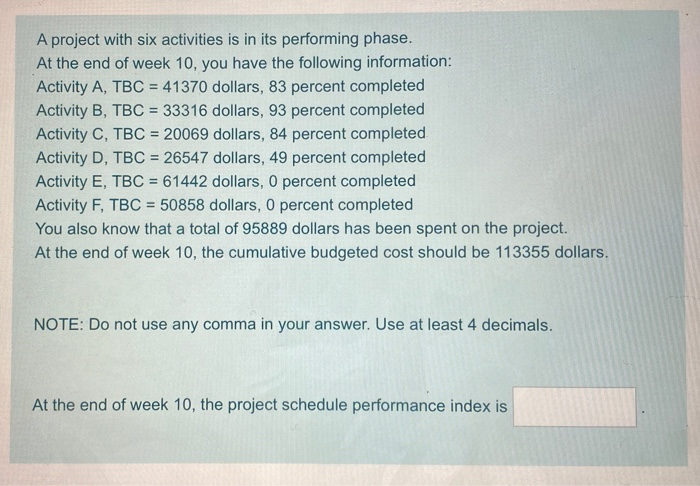 A project is shown below. G FIN H STA E B F The