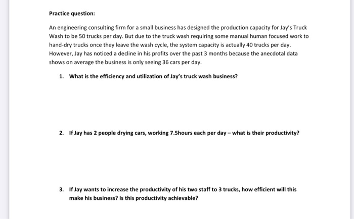 Practice question: An engineering consulting firm