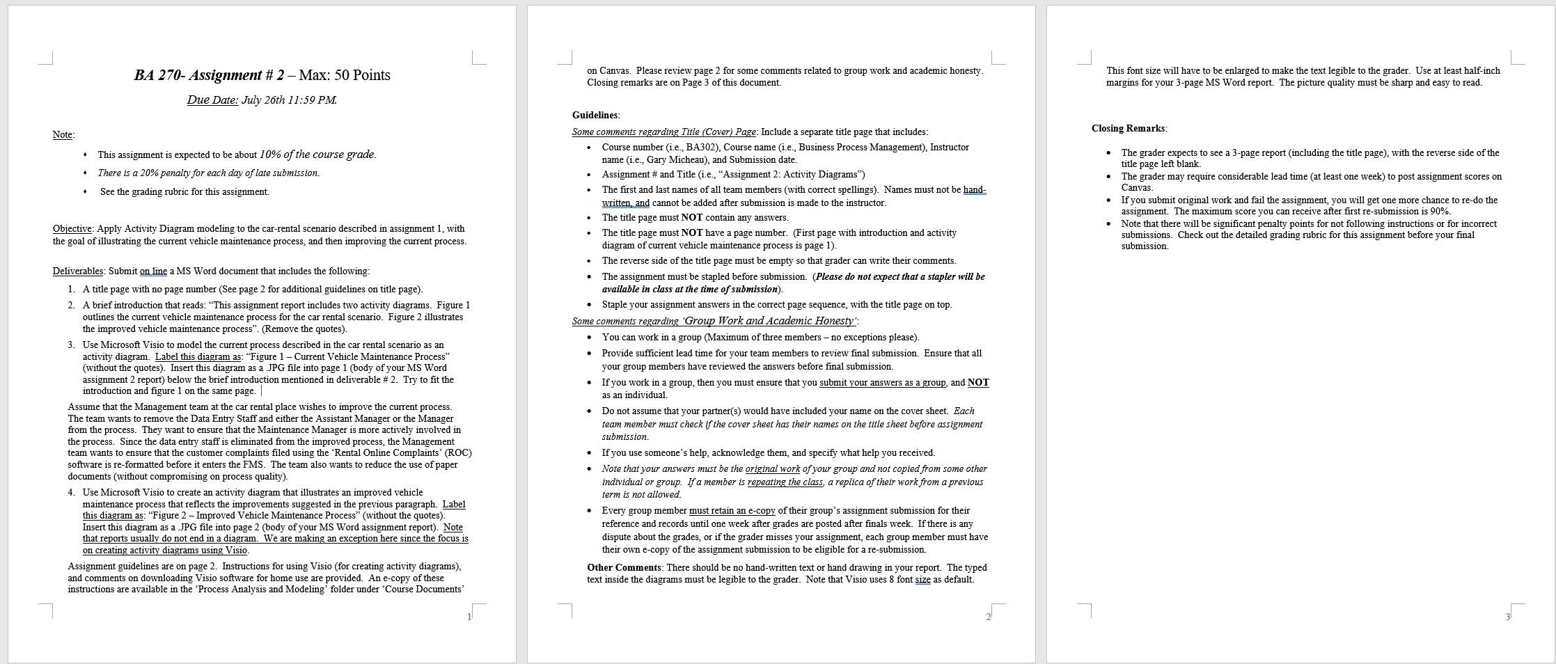 Business Scenario - Maintenance Process of Rental
