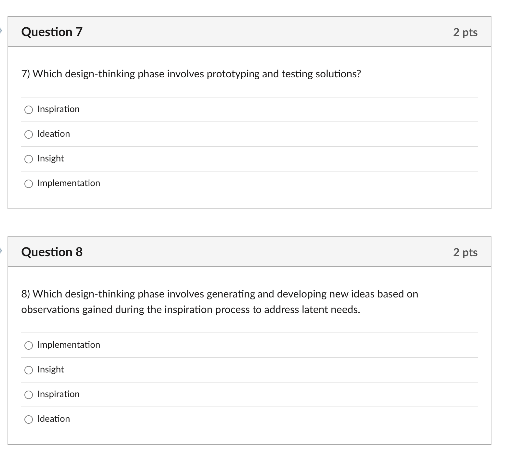 7) Which design-thinking phase involves