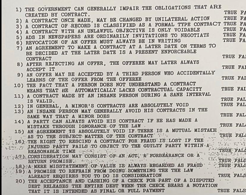 BUSINESS LAW please help me answer all of them (I