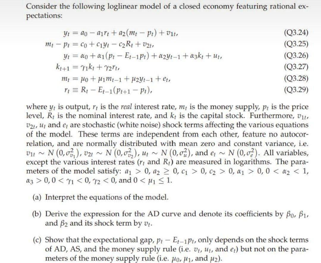 - Consider the following loglinear model of a