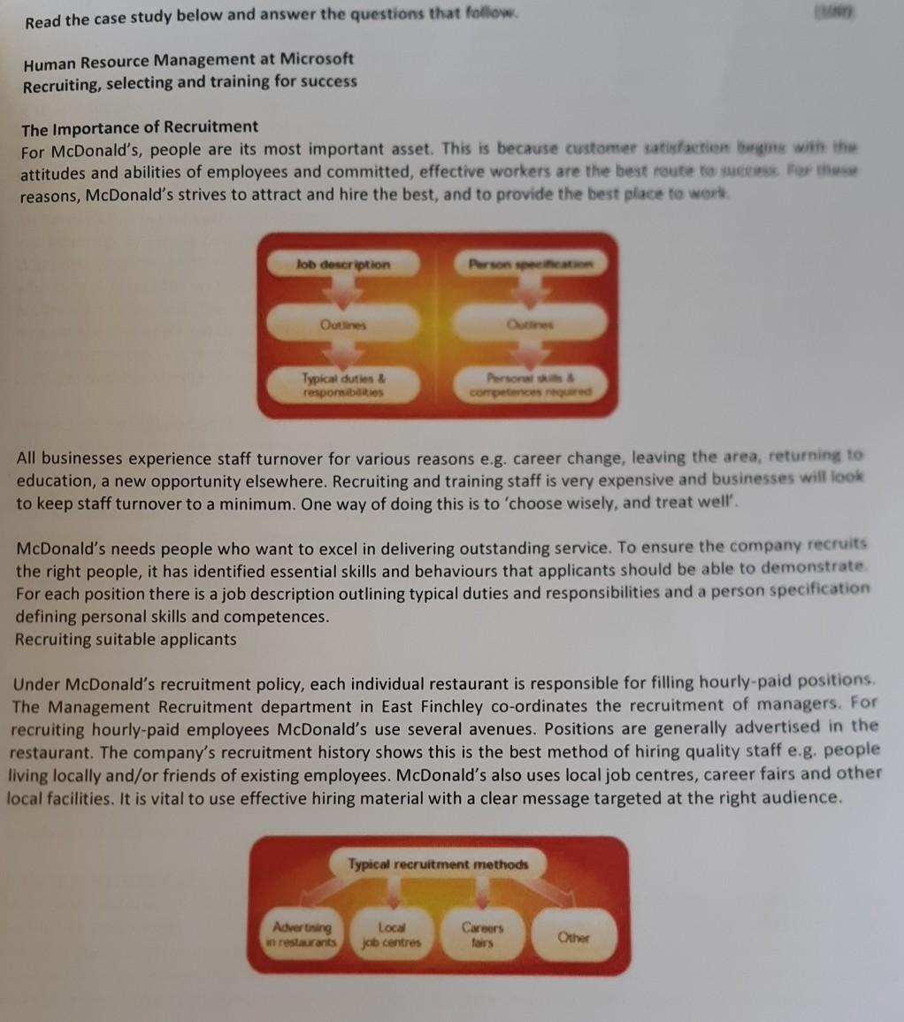 Read the case study below and answer the