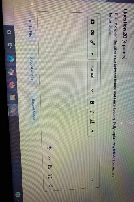 Question 20 (4 points) FULLY explain the