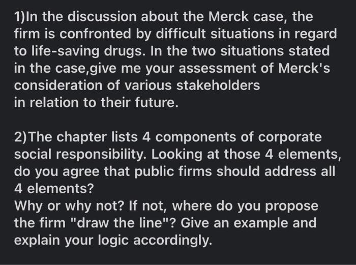 please answer both questions 1) In the discussion