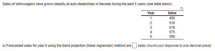 b) The MAD for a linear regression forecast is