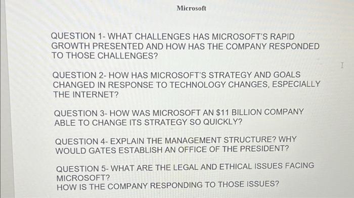 Microsoft QUESTION 1 - WHAT CHALLENGES HAS