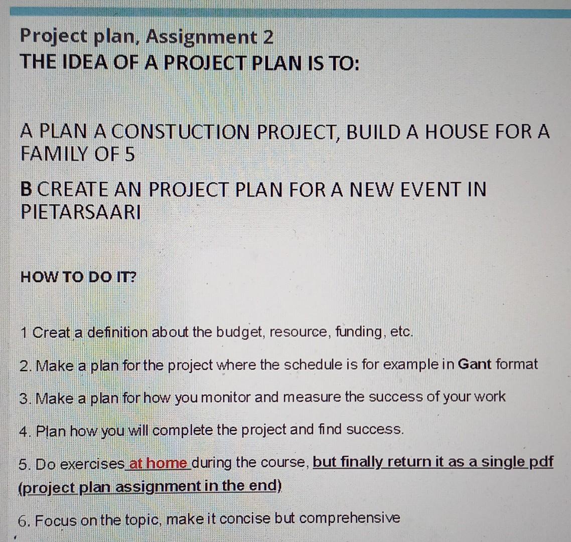 Project plan, Assignment 2 THE IDEA OF A PROJECT
