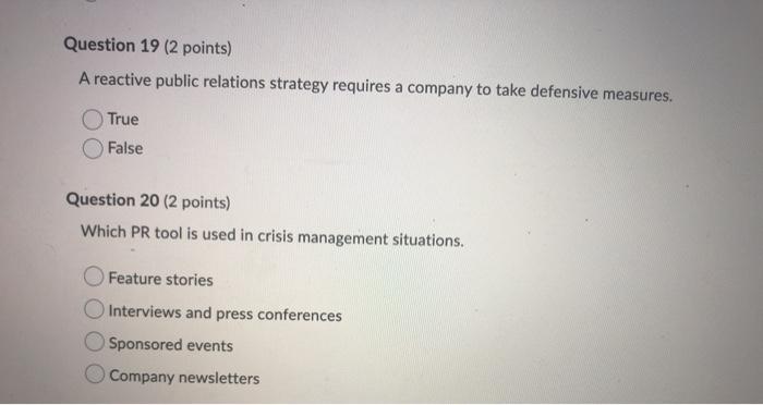 Question 19 (2 points) A reactive public