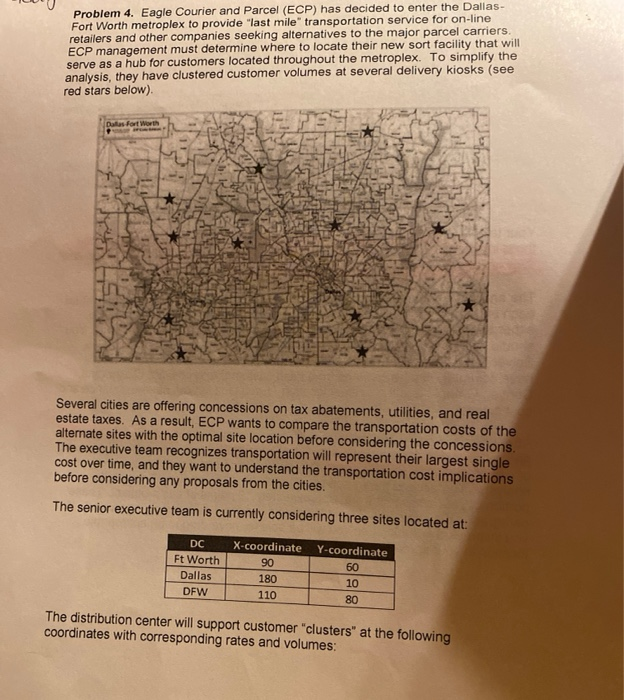 Problem 4. Eagle Courier and Parcel (ECP) has