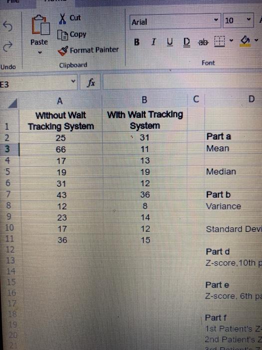 this is the excel data The average waiting time