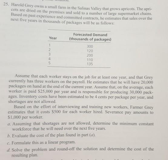 Please do not use any solver 25. Harold Grey owns