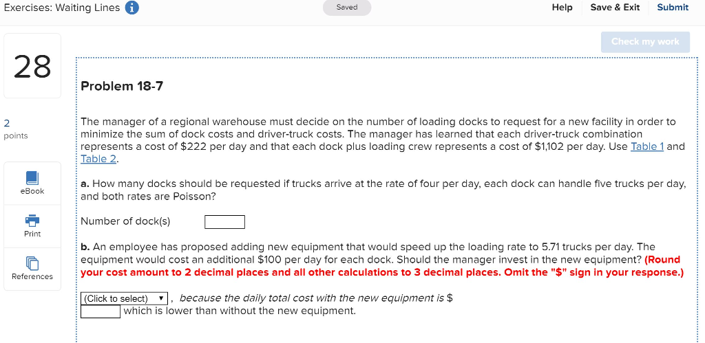 Exercises: Waiting Lines Saved Help Save & Exit