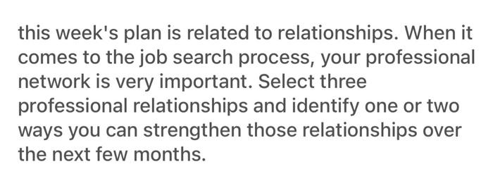 please explain in detail length this week's plan