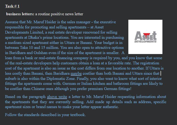 please write the letter in DOC file Task #1