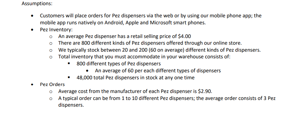 help plzz Assumptions: Customers will place