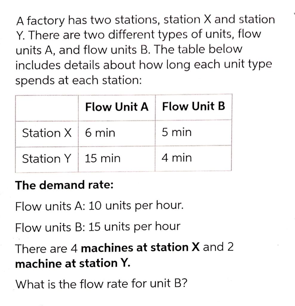 A factory has two stations, station X and station