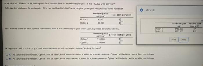 More Info What would the cost be for each option