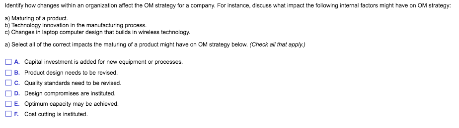 Identify how changes within an organization