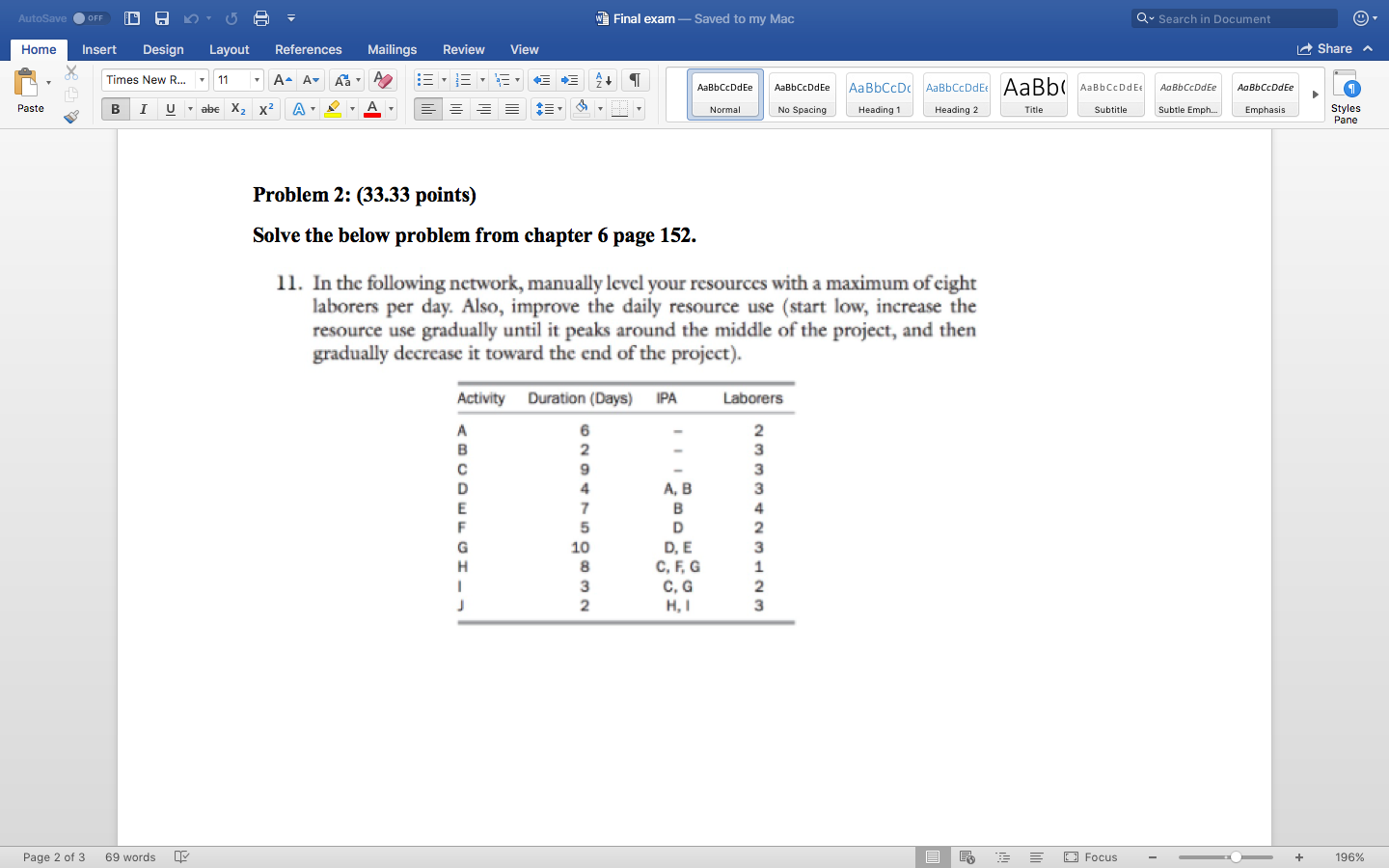 AutoSave OFF w! Final exam - Saved to my Mac Q