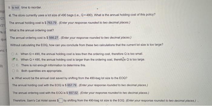 Sam's Cat Hotel operates 52 weeks per year, 7