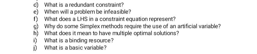 please quickly d) What is a redundant constraint?