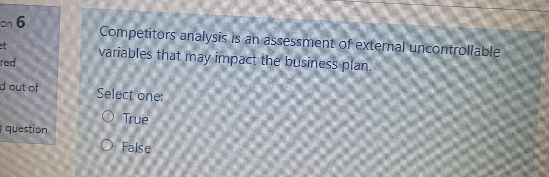 on 6 et Competitors analysis is an assessment of