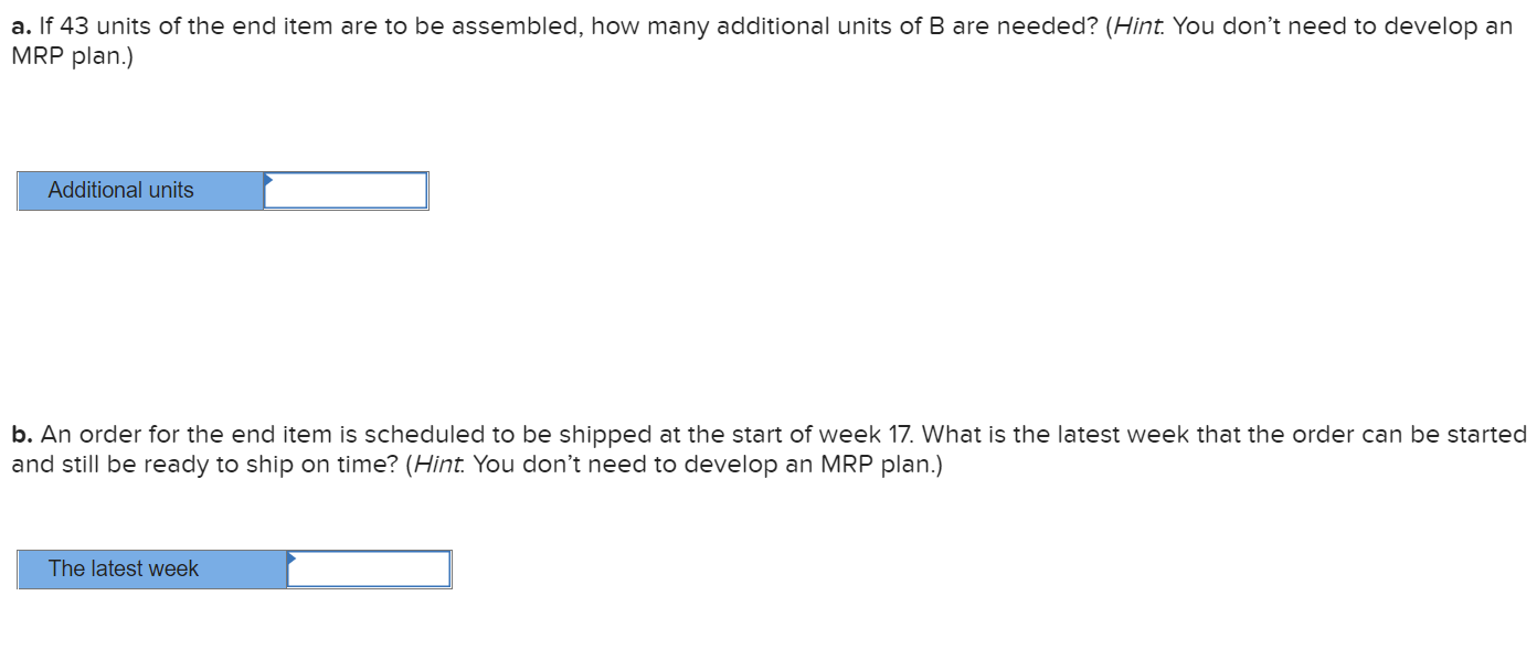 Problem 13-3 (Algo) The following table lists the