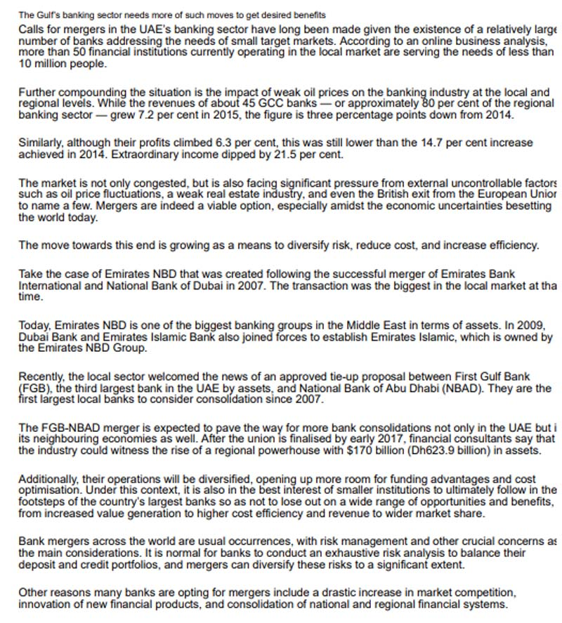 Case: The NBAD - FGB union cannot be a oneoff . .