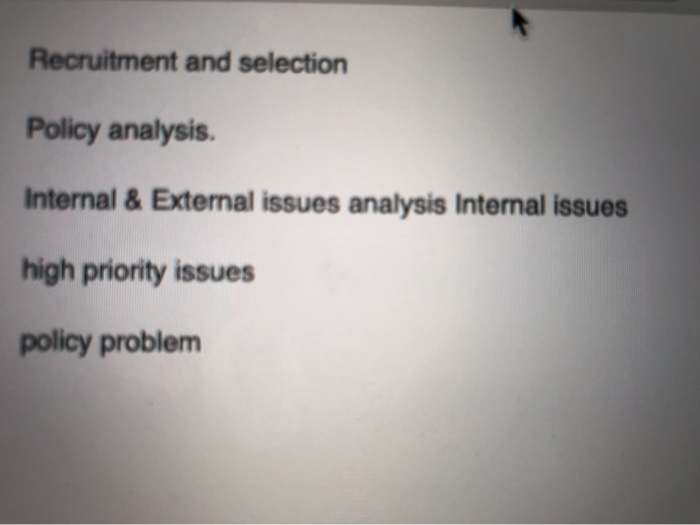 Recruitment and selection Policy analysis.