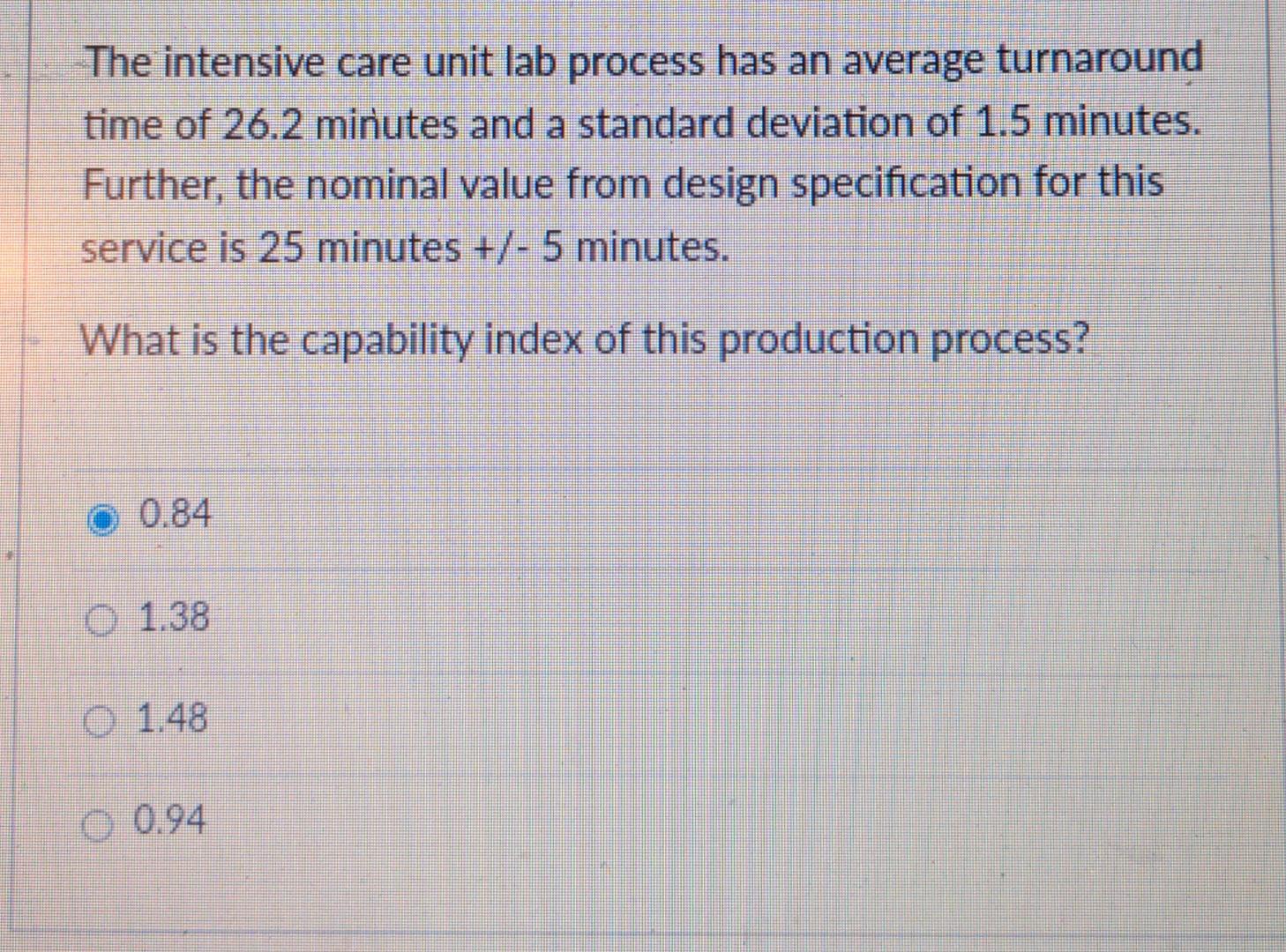 The intensive care unit lab process has an