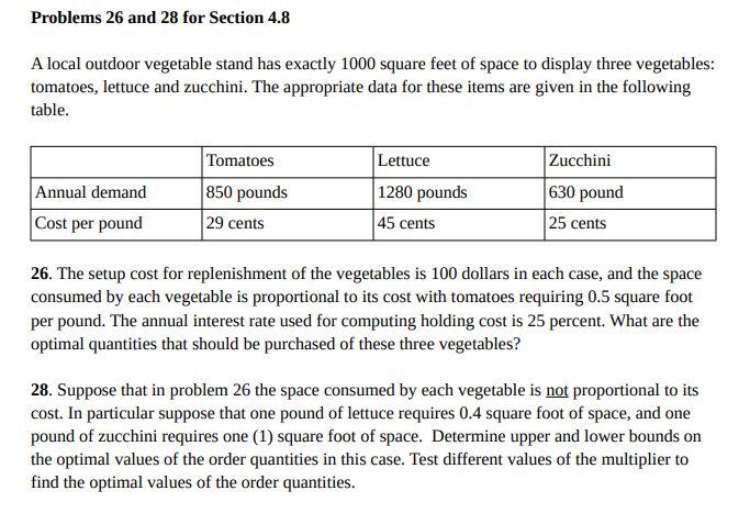 Problems 26 and 28 for Section 4.8 A local