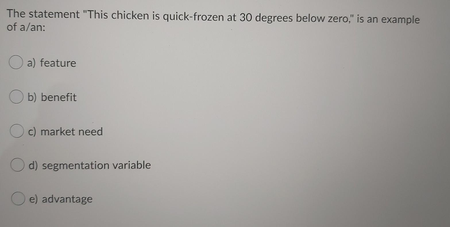 7 The statement "This chicken is quick-frozen at