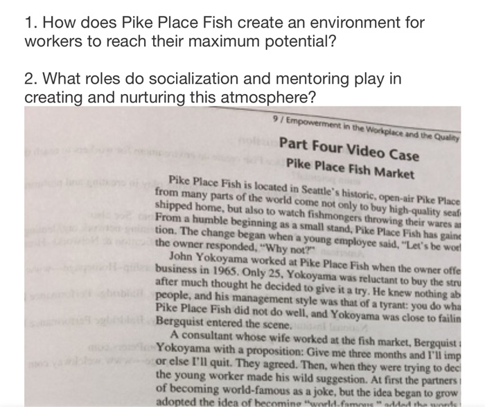 1. How does Pike Place Fish create an environment