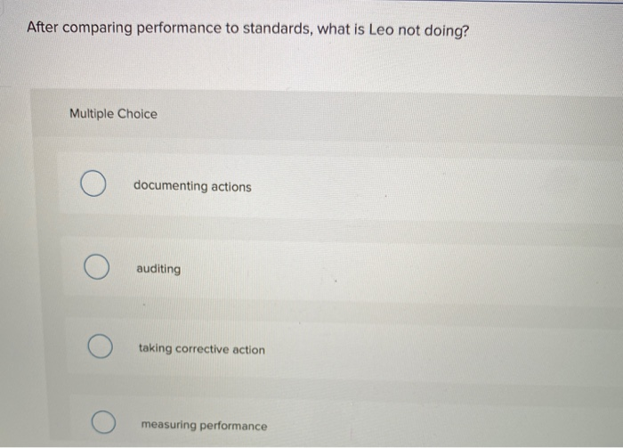 After comparing performance to standards, what is