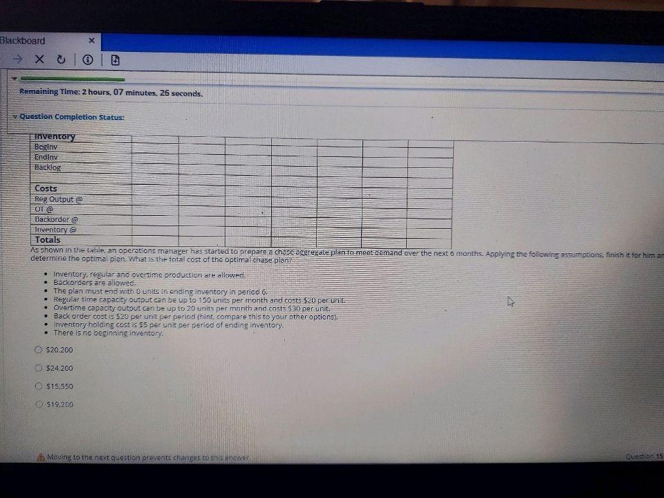 Blackboard 9 x 0 | | Remaining Time: 2 hours, 07