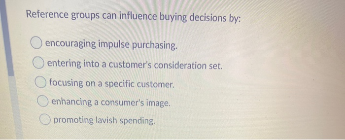 Reference groups can influence buying decisions