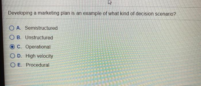 Developing a marketing plan is an example of what