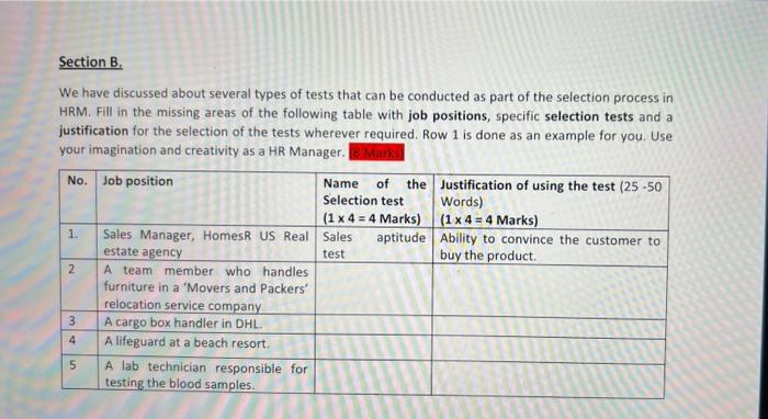 Section B. We have discussed about several types
