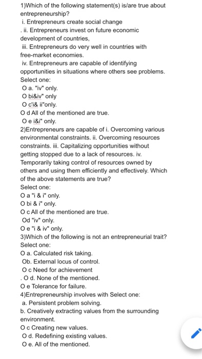 1)Which of the following statement(s) is/are true