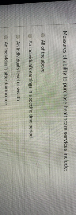 Measures of ability to purchase healthcare