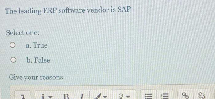 The leading ERP software vendor is SAP Select