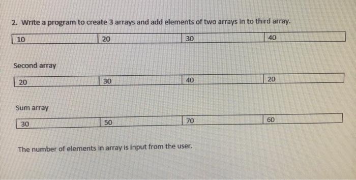 2. Write a program to create 3 arrays and add