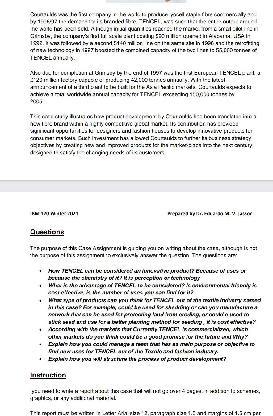 devoloping a product The purpose of this Case