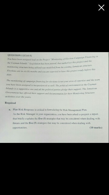 QUESTION 1 (CLO5 e d a do the Perim e Election