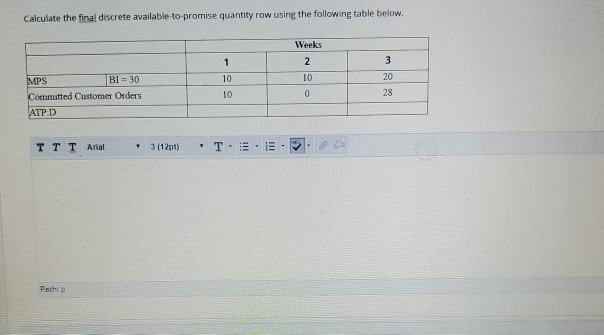 Calculate the final discrete available to promise