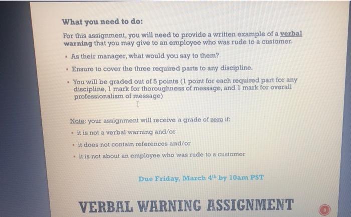 What you need to do: For this assignment, you