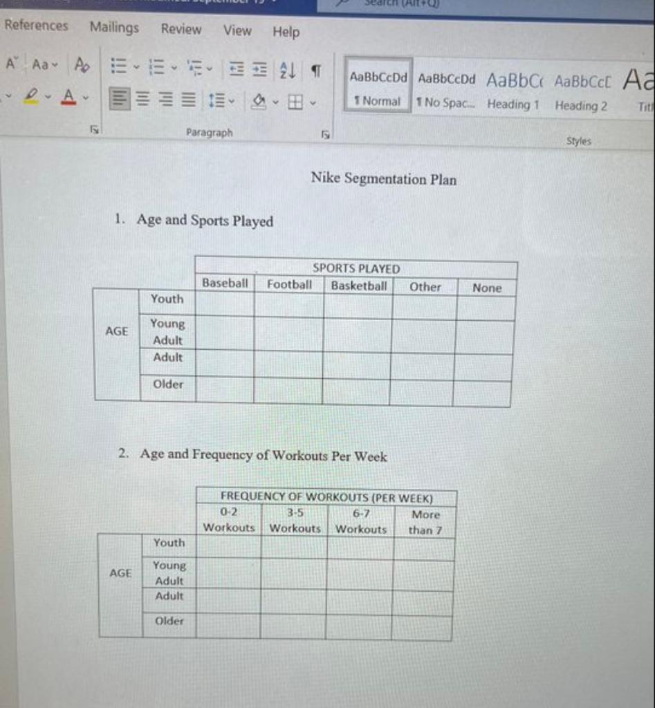 Develop a simple market segmentation plan for