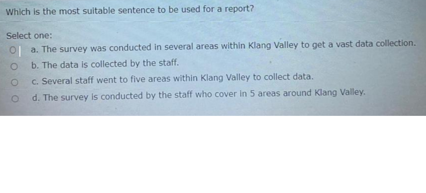 Choose the most suitable reported speech to